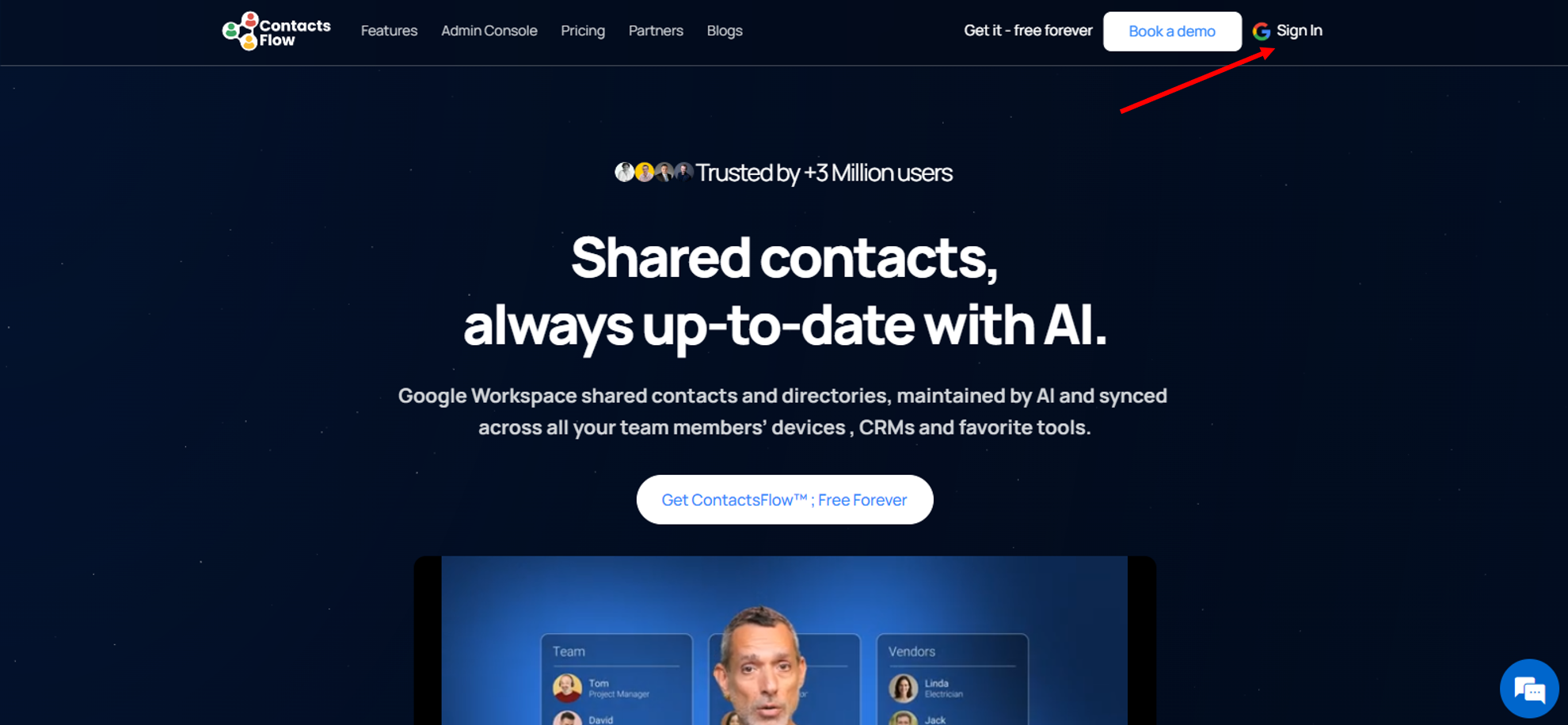 Share Google Contacts sign in