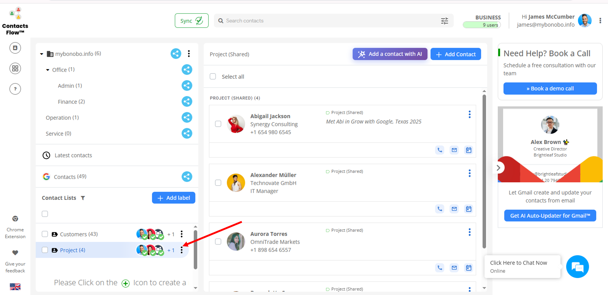 How to share Google Contacts step 7 now shared